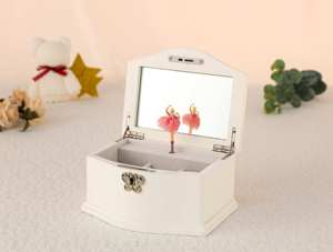 Caja de Madera Personalizada para Joyas, con Diseño de Princesa Bailarina, en Blanco y Rosa, para Niñas - Product Image 6