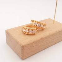 Boucles d'oreilles en macramé plaquées or 18 carats avec cristaux CZ, design élégant, pour femme, Aretas Para Todo El Oido