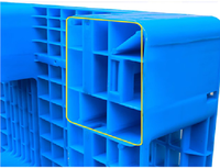 Palettes en plastique empilables Yuge robustes, à simple face, Euro HDPE, grand format, réversibles, à 4 entrées, charge dynamique 0,5T