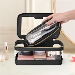 Waterproof Clear Transparent Beauty Travel Toiletry PVC Custom Cosmetic Make Up Makeup Bag For Travel