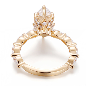 Anillo de Oro Amarillo Sólido de 18K, 14K, 10K con Diamante Cultivado en Laboratorio, Corte Marquesa, Diseño Personalizado, Anillo de Compromiso y Boda para Mujer - Product Image 3