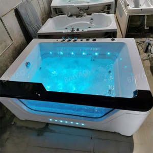 Cascada interior para 2 personas, bañera de hidromasaje de lujo Jakuzzier con baño de burbujas, luces LED, Spa de masaje de vidrio Yacuzzi - Product Image 5
