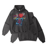 Nouveau Sweat à Capuche Tendance Urbaine Style Punk en Coton Crocheté Solide 430G Effet Deux Pièces avec Manches Patchwork 2026