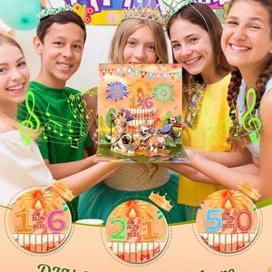 Carte d'anniversaire en papier fait main, style doux et créatif, avec vernis UV, bougies à souffler avec fumée pour les festivals européens - Product Image 3