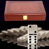 Jeu de dominos en cuir PU, jeu de dominos multi-jeux, ensemble de 28 pièces, double 6, mini dominos