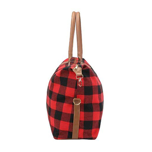 Caliente de cuero Buffalo cuadros de viaje de fin de semana bolso mensajero bolsa con correa para el hombro - Product Image 5