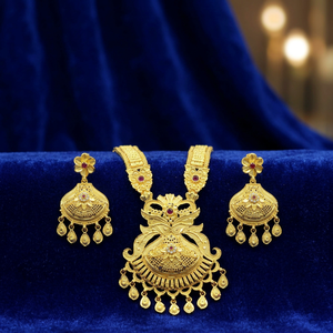 ขายส่งสร้อยคอยาว14K 18K 24K ทำจากไมโครโกลด์ชุดเครื่องประดับยาวชุบทองทองเหลืองชุดเครื่องประดับสำหรับงานแต่งงานแบบดั้งเดิม - Product Image 3