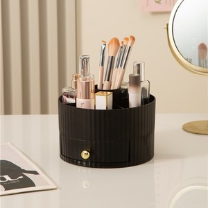 Boîte de rangement cosmétique avec tiroir, organisateur de maquillage en plastique blanc pour pinceaux, rouge à lèvres et bijoux - Product Image 4