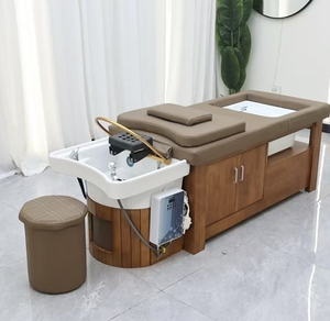 Solid wood hair washing and haircutting salon dedicated water circulation steam heating water foot <b>bath</b> integrated bed - Product Image 1