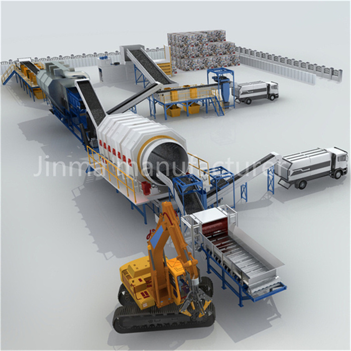 Городской мусорный мусор, муниципальные твердые отходы, линия сортировки и переработки мусора MSW