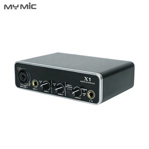 MY MIC X1 <span class=keywords><strong>Carte</strong></span> <span class=keywords><strong>son</strong></span> USB professionnelle Interface audio Studio d'enregistrement 2 entrées 2 sorties avec alimentation 48V pour le chant sur ordinateur - Product Image 1