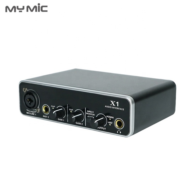 MY MIC X1 Professional USB Sound Card Audio Interface Recording Studio 2 in 2 Out with 48V Power Supply for Computer Singing