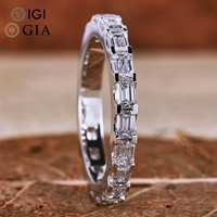 Igi CVD HPHT Lab Grown Diamant Créé 14k 18k Or Massif Éternité Mariage Bague Assorti Minimaliste Glacé Écrasé pour les Femmes