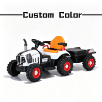 Tracteur électrique en plastique pour enfants avec remorque détachable, jouet véhicule agricole à batterie pour les jeux en plein air des enfants