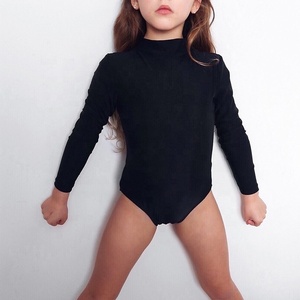 Maillot de Gimnasia con Cuello Alto y Mangas Largas, Color Negro, con Logotipo Personalizado, al por Mayor, para Bebés, Niñas, Danza, Ballet, Niños Pequeños - Product Image 3