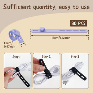 Attaches de câbles en silicone en gros, sangles réglables, organisateur de cordons, fixation réutilisable pour la gestion des câbles - Product Image 6