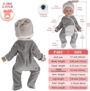 17 Zoll Lebensechte Reborn-Babypuppe aus Vollsilikon, die echt aussieht, keine Vinyl-Puppe - Product Image 4