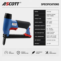 Agrafeuse pneumatique ASCOTT série 71 pour tapisserie, avec agrafes de 6 à 16 mm 22GA, agrafeuse à fil fin pour outils de travail du bois
