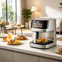 Friteuse à air entièrement vitrée avec écran tactile couleur 360° °   Appareil de cuisson de comptoir sans huile à circulation d'air chaud pour la cuisine domestique