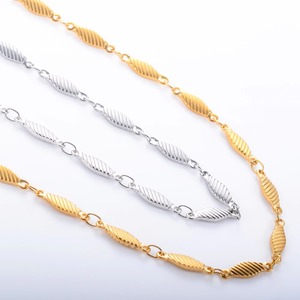 Collier en acier inoxydable de 3,5 mm fait à la main, chaîne à maillons gravés pour femmes et hommes, collier ras du cou plaqué or, bijoux en métal - Product Image 4
