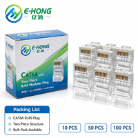Connecteur modulaire RJ45 CAT6A UTP en deux parties 8P8C 23-24AWG pour câble Ethernet rigide et toronné