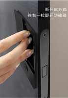 Serrure de porte coulissante moderne, design plat silencieux, poignée intégrée, magnétique, durable, en alliage de zinc, clé métallique, facile à utiliser pour l'école