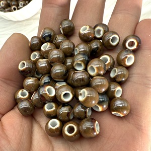Cuentas redondas de cerámica Jingdezhen de gran tamaño, color caramelo, para hacer pulseras, accesorios de joyería hechos a mano. - Product Image 1