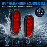 Kit de feux arrière LED ovales rouges de 6 pouces avec œillet pour camions semi-remorques Freightliner Kenworth Peterbilt Volvo 12V 24V