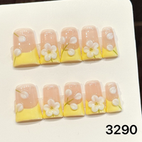 421-425 Faux ongles à presser en acrylique réutilisables, motif canard fait main, 10 pièces, avec colle, modèle carré