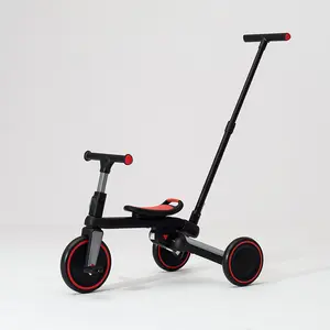 Triciclo plegable 4 en 1 para niños, triciclo con pedal, columpio al aire libre, con mango de empuje