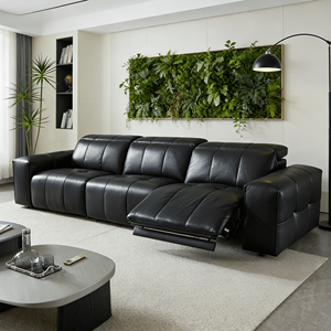 أريكة سرير جلد طبيعي بثلاثة مقاعد بتصميم عصري ريترو، مشهورة على الإنترنت، قابلة للتمدد كهربائياً، محشوة بالإسفنج، مجموعة متينة - Product Image 3