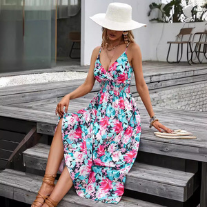 Vestido Maxi Sexy con Estampado de Moda y Cordones, Elegante Vestido Bohemio con Espalda Descubierta, Vestidos Elásticos de Verano para Mujer, Vestidos de Playa para Vacaciones - Product Image 3