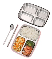 Boîte Repas Bento Tiffin Portable de Grande Capacité en Acier Inoxydable SUS 304, 3 Compartiments, Avec Cuillère et Fourchette