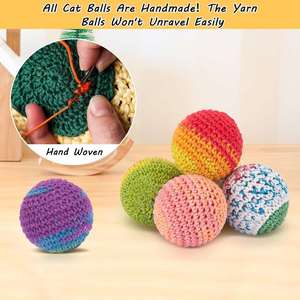 ของเล่นแมวแบบลูกบอลทอมือคุณภาพสูง พร้อมกระดิ่งด้านใน ของเล่นแมวแบบเคี้ยวเล่นได้ สำหรับลูกแมว จัดส่งรวดเร็ว - Product Image 2