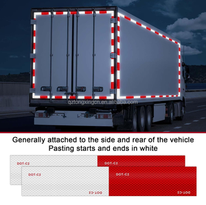 شريط عاكس DOT--C2، ملصقات راديوم عاكسة، ملصقات عاكسة حمراء وبيضاء للمقطورات والسيارات، أشرطة تحذير عالية الكثافة للسلامة - Product Image 2