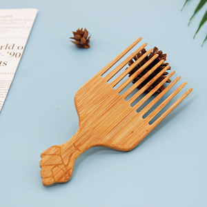 Peigne <span class=keywords><strong>Afro</strong></span> en Bois de Bambou pour Coiffure de Barbiers, Peigne Démêloir à Dents Larges pour <span class=keywords><strong>Barbe</strong></span>, Logo et Emballage Personnalisables - Product Image 6
