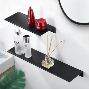 Étagère murale de salle de bain sans poinçon, en acier inoxydable, support de rangement avant avec miroir, étagère d'angle pour salle de bains, vente en gros - Product Image 3