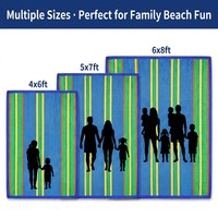 Tapis de plage portable - Tapis de pique-nique réversible en paille PP avec poignées - Design rayé coloré, résistant au sable, tapis de plage familial