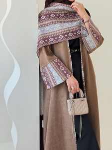 Abaya a Maniche Larghe con Design a Blocchi di Colore, Abbigliamento Islamico Premium Traspirante <span class=keywords><strong>per</strong></span> Donne Musulmane, Modesto <span class=keywords><strong>per</strong></span> Matrimoni, Autunno Primavera - Product Image 5