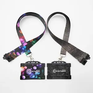 Custom Sublimatie Afdrukken Sterrenhemel Polyester Nekriem Met Ontsnapping En Id-Kaart Badge Houder Ruimte Galaxy Lanyards