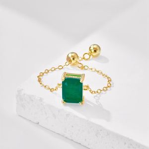 Dylam in Stock No Moq Dainty S925 <b>Silver</b> Rhodium 18K Gold Plated <b>Adjustable</b> Link Chain Rectangle 5A Zirconia Jewelry <b>Rings</b> - Product Image 4