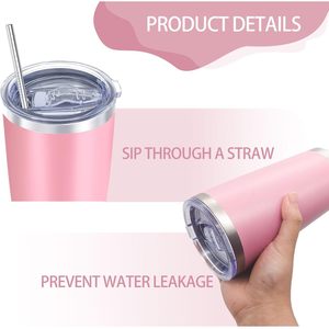 <b>Stainless</b> <b>Steel</b> <b>Tumbler</b> 20oz Vacuum Insulated With Lid Straw Reusable Portable Travel Cup For Outdoor Office Home Use - Product Image 5