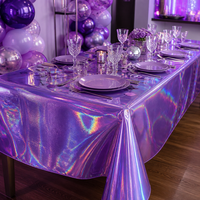 Nappe jetable rectangulaire en PEVA imperméable, motif étoiles violettes, pour jardin, patio, repas, banquet, fête