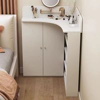Meuble de toilette d'angle, mini, moderne, minimaliste, rangement intégré, station de maquillage triangulaire murale d'angle pour chambre à coucher