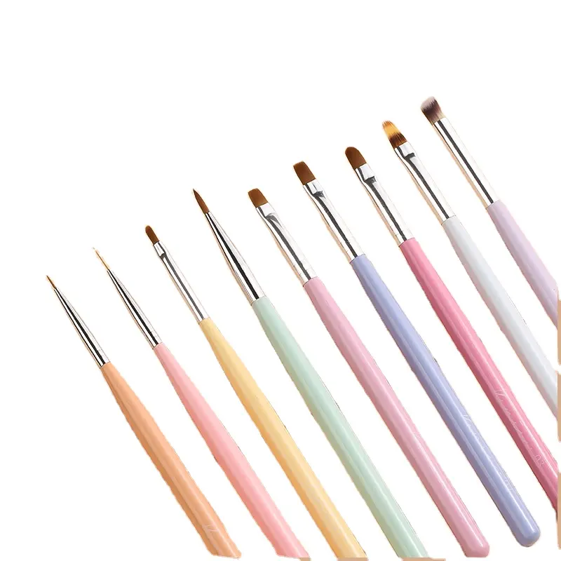 spazzola portatile doppia testa UV Gel e fodera in metallo manico in Nylon Nail Art Set di pennelli accettato OEM