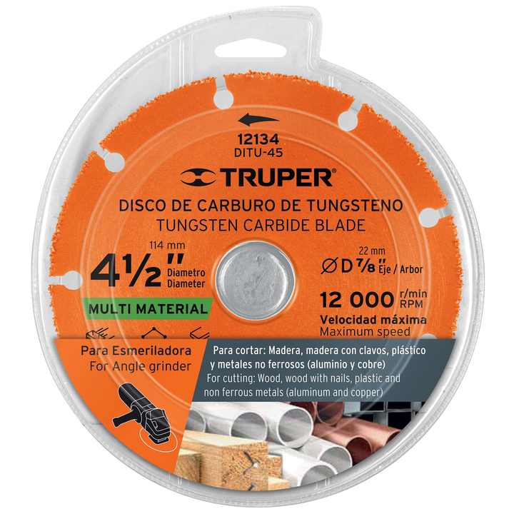 Truper DITU-45 Tungsten Carbide Disc 4-1/2' Multipurpose Angle Grinder Disc