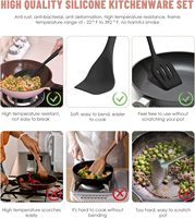 Offre Spéciale 12 pièces accessoires de cuisine en silicone outils de cuisine spatule de cuisine ensembles d'ustensiles avec manche en bois