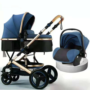 Passeggino Alto Panoramico con <span class=keywords><strong>Seggiolino</strong></span> <span class=keywords><strong>Auto</strong></span>, Chiusura con Una Mano, Telaio in Lega di Alluminio, Rivestimento in Tessuto di Lino e Cintura di Sicurezza a 5 Punti - Product Image 5
