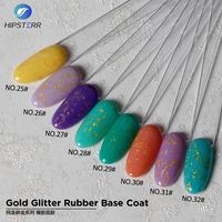Fournitures professionnelles pour salons : Base coat en caoutchouc à paillettes dorées, couleurs de vernis à ongles gel UV LED, Base coat en caoutchouc à paillettes dorées OEM