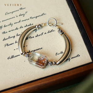 925 Sterling <b>Silver</b> Half Bangle <b>Bracelet</b> with Clear Green Phantom Quartz Centerpiece - Product Image 4